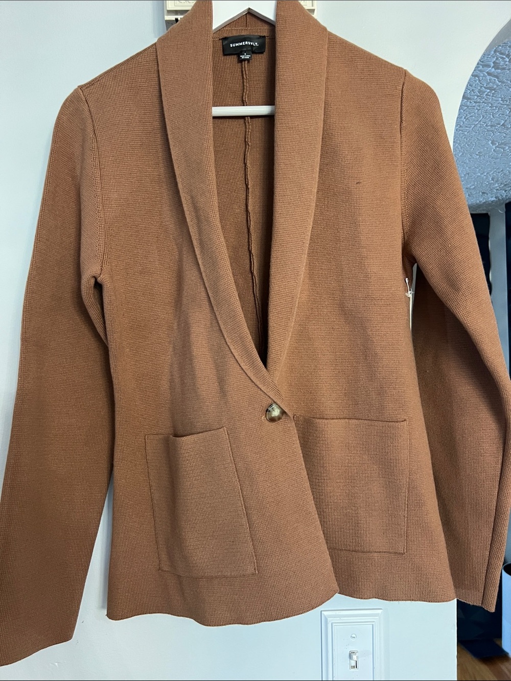 Banana Republic Camel Brown Shawl-Collar Knit Blazer